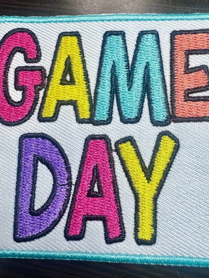 Game Day Patch, Trucker Hat Patch, Embroidered Patch, Preppy Patch, Iron on Patch, DIY Patch, Mascot Patch for wholesale by sequinandstiches