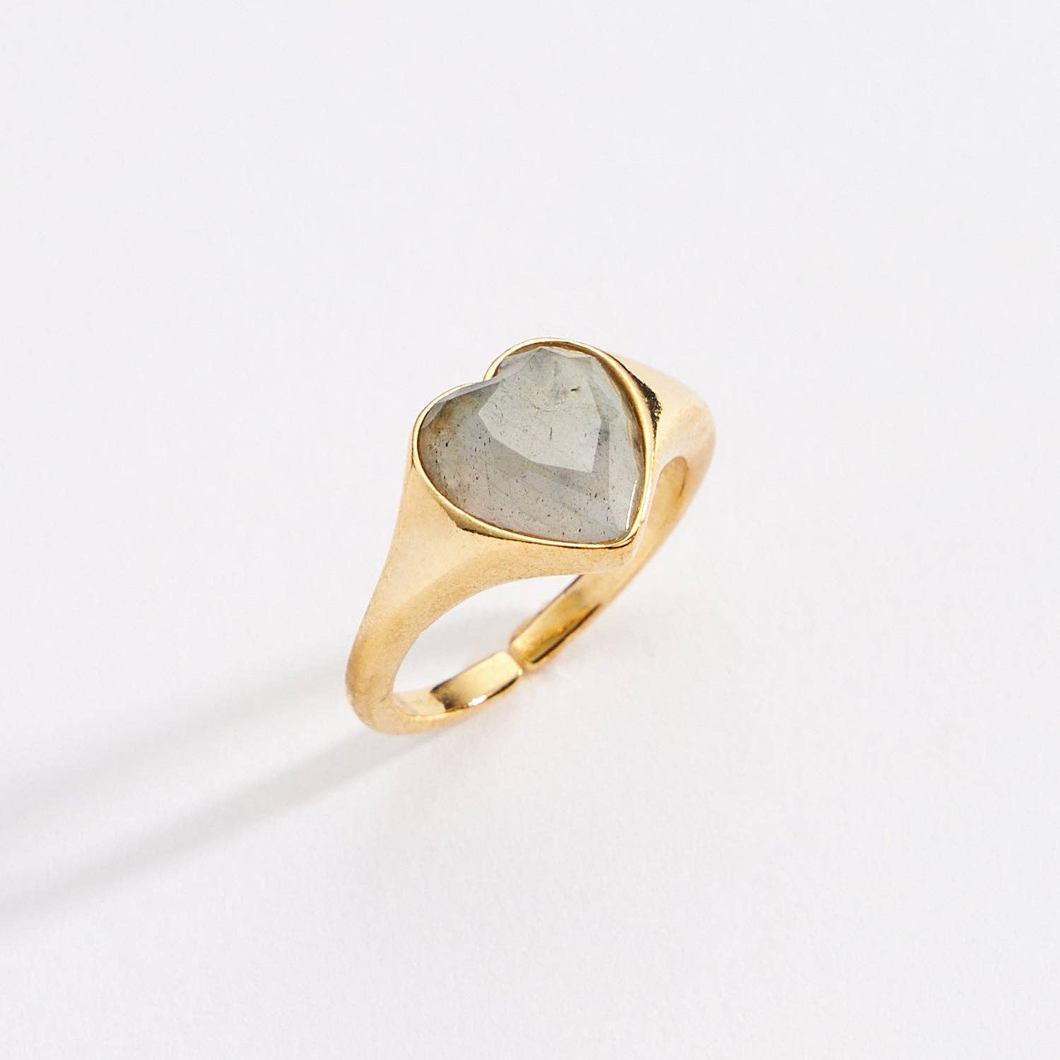 Frem - Wholesale Cocktail/Statement Ring - Gold Heart Natural Stone Adjustable Ring2