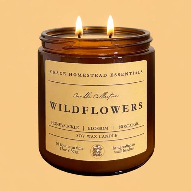 Wildflowers Soy Candle - 13 oz for wholesale by Grace Homestead Essentials