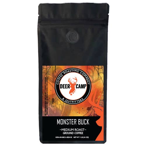 DEER CAMP® Coffee Monster Buck Medium Roast 1 lb. Ground for wholesale by DEER CAMP® Coffee Roasting Company & Outfitters