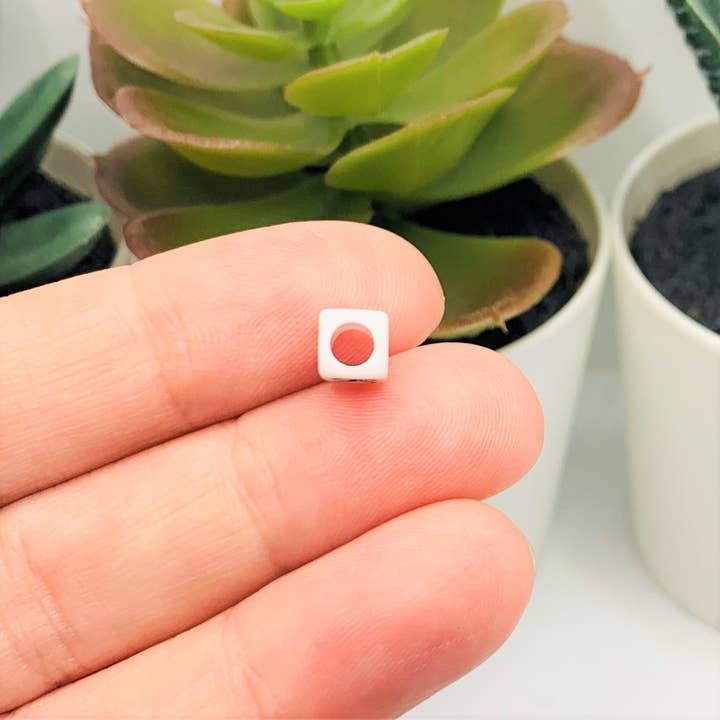 Guerrilla Charm - Wholesale Beads - Black and White Mixed Square Alphabet Beads, 6x6mm2