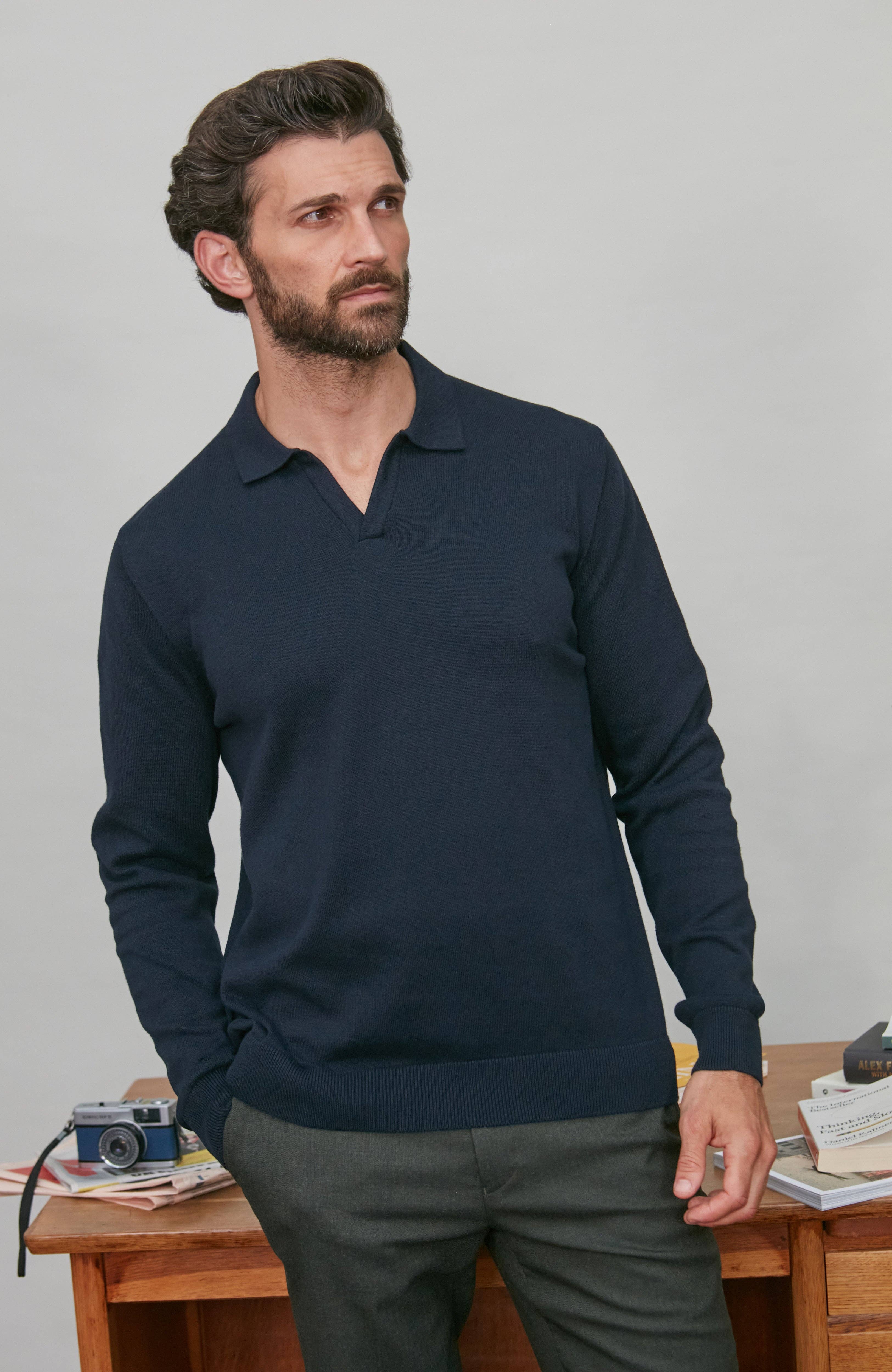 Paul James Knitwear – Großhandel Poloshirt – Herren – Herrenleichte Baumwoll-Poloshirt ohne Knöpfe15