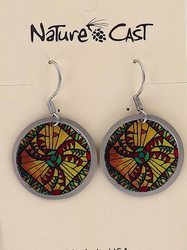 22062 Earring Dangle Stained Glass Yellow & Red for wholesale by Nature Cast