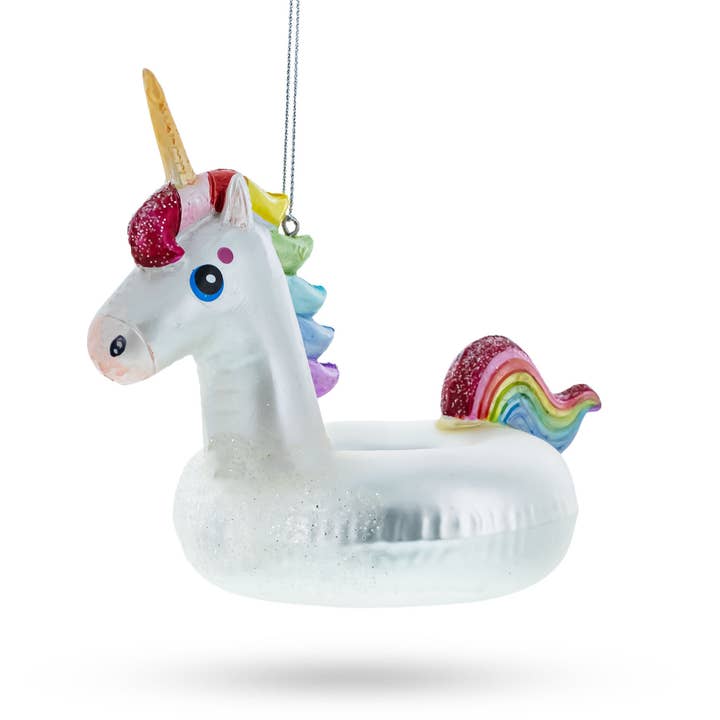 Unicorn Floatie Glass Christmas Ornament for wholesale by BestPysanky