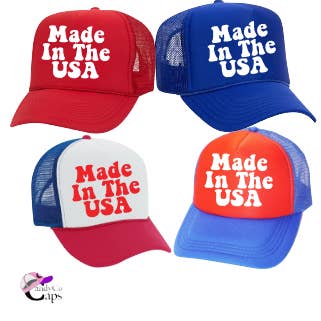 Prodotto negli Stati Uniti, cappello alla moda del 4 luglio Trucker cap party per la vendita all'ingrosso da parte di The Candy Collections