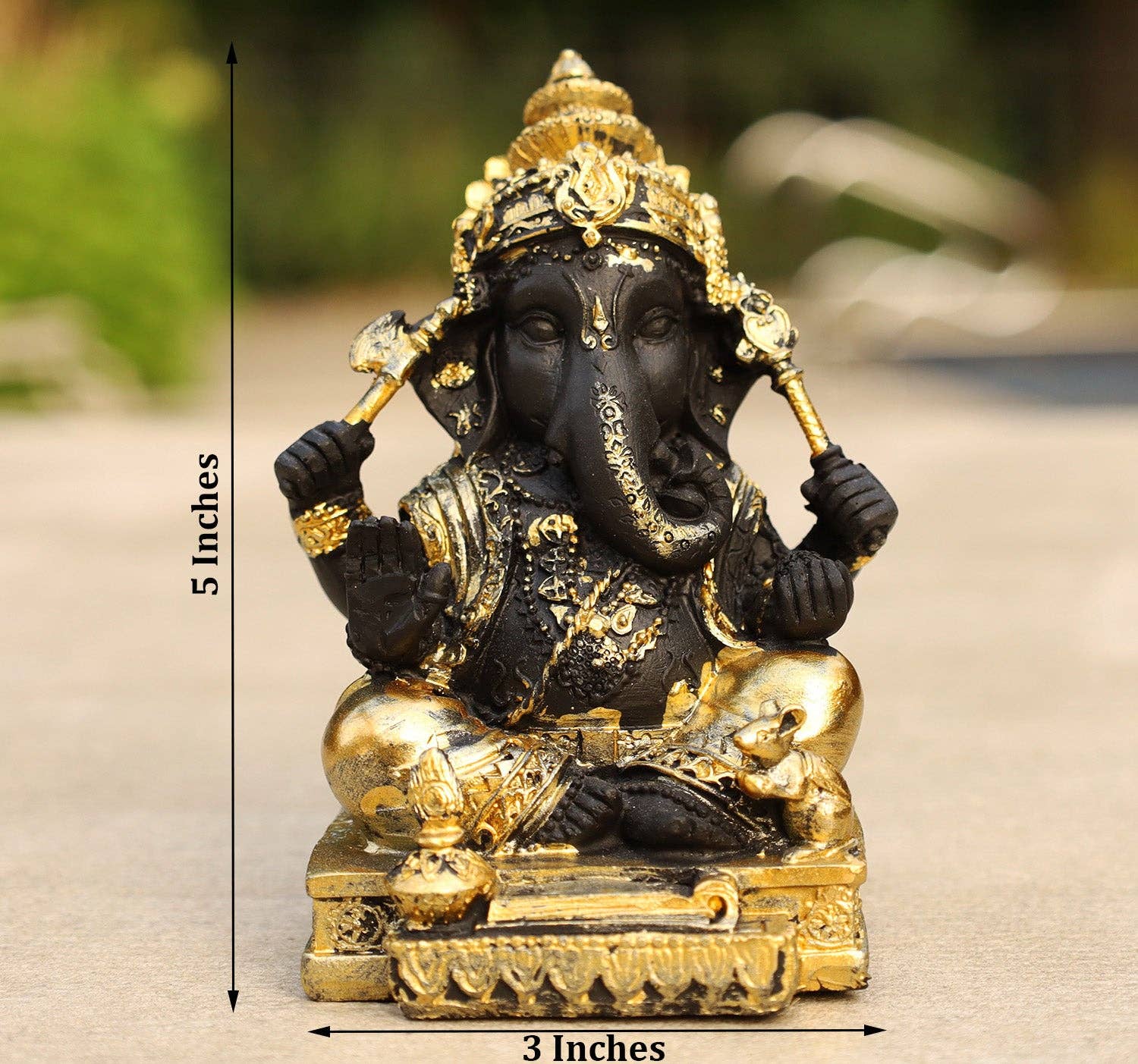 Lungta Imports - Vendita all'ingrosso Scultura - Statua di Ganesh Ganesha Elefante indù Dio del successo in resina colata a freddo finitura oro12