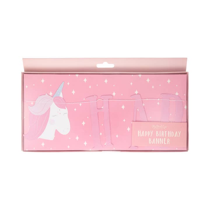 PLPKU03 - Pink Unicorn Happy Birthday Banner for wholesale by My Mind’s Eye