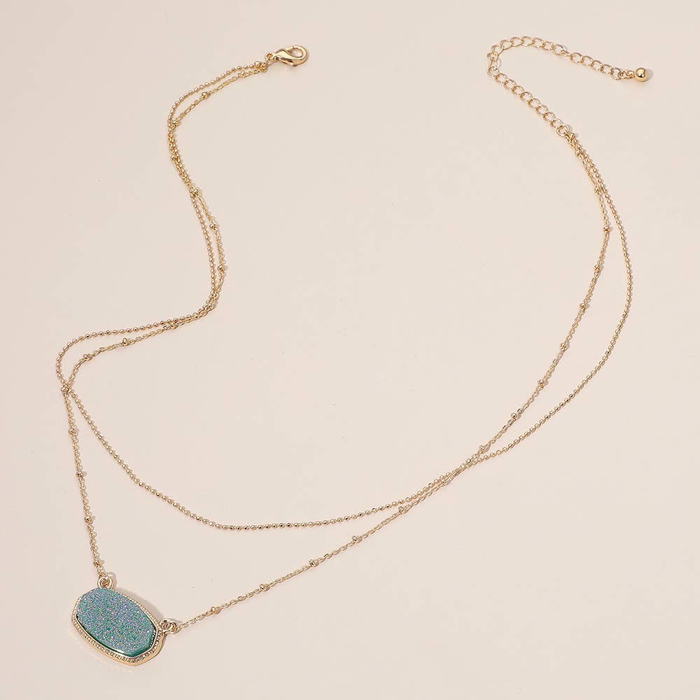 Sensibling Corp. – Engroshandel Halskæde med vedhæng – Druzy vedhæng accent lagdelt halskæde7