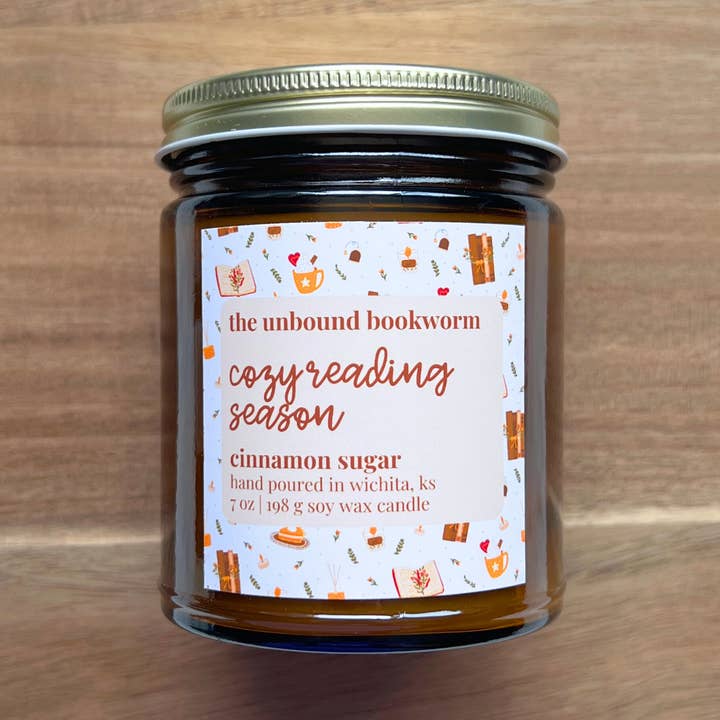 Bougie d'automne pour une saison de lecture confortable | Bougie en soja de 200 g pour la vente par The Unbound Bookworm