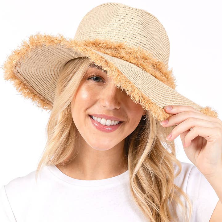 Frayed Band and Trip Straw Sun Hat
for wholesale by Sensibling Corp.