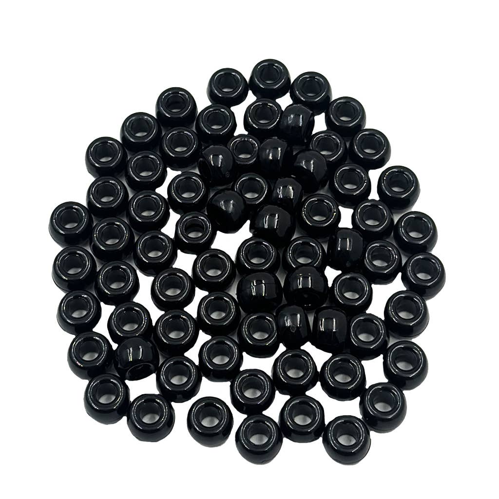 Angels Craft - Vendita all'ingrosso Perline - Pony Beads, perline in plastica nera, 6 x 9 mm, per la creazione di braccialetti 1