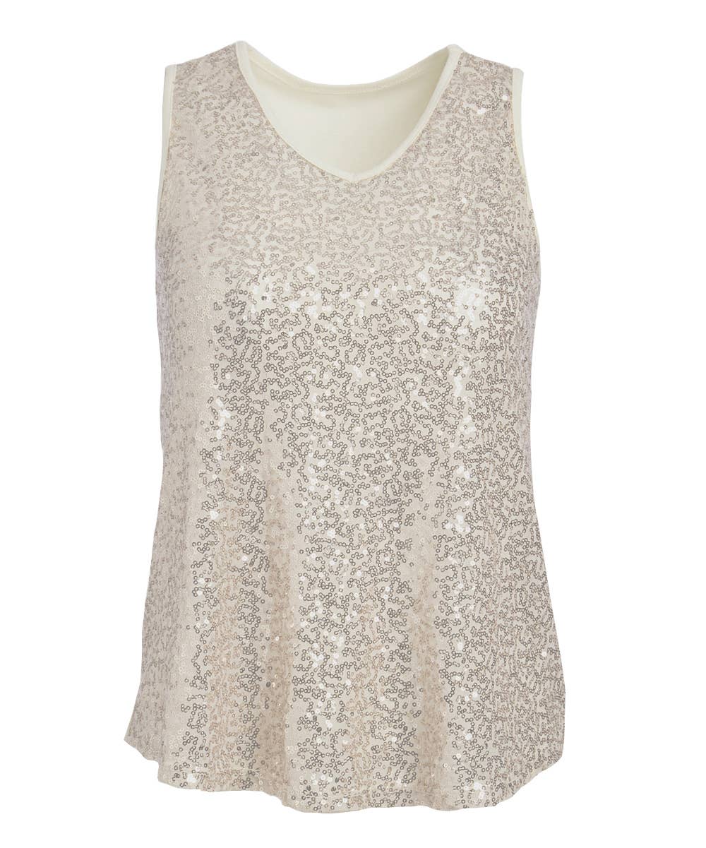 W.A.Y. --Wonderful And Young - Wholesale Tank Top - Women's - Shimmery Sequin V Neck Top Tank10