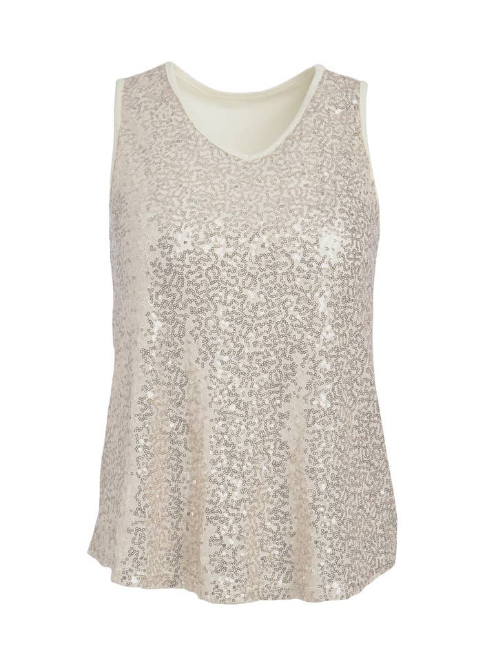 W.A.Y. --Wonderful And Young - Wholesale Tank Top - Women's - Shimmery Sequin V Neck Top Tank10