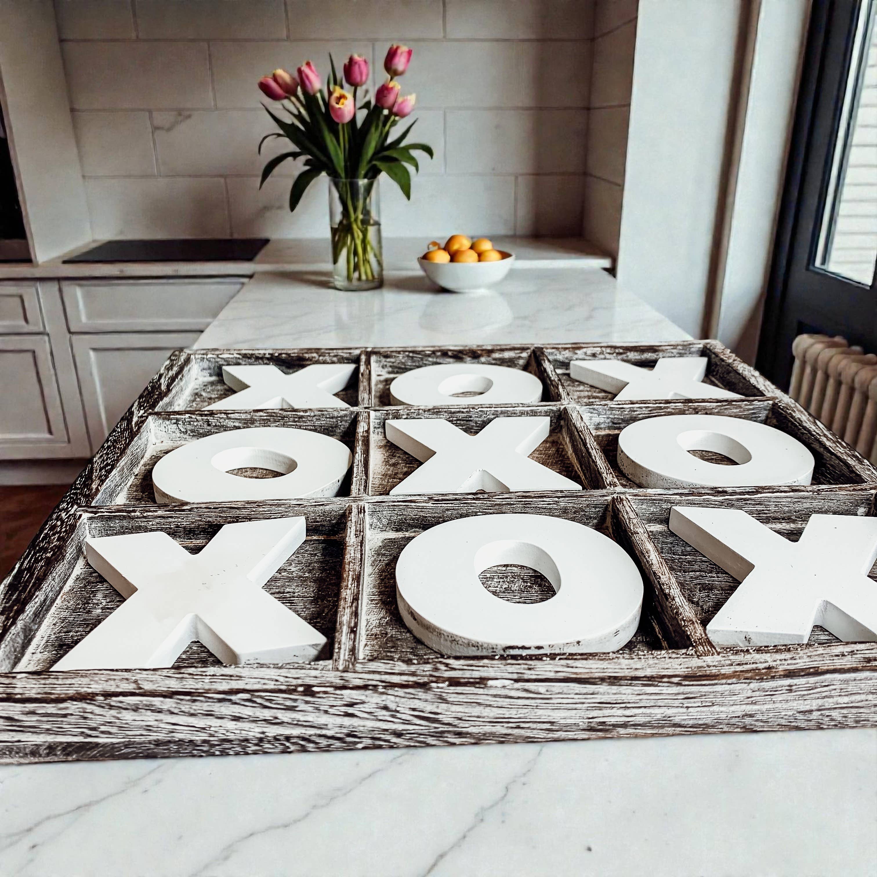 Gia Roma - Wholesale Decorative Tabletop Object - Wooden Tabletop Game + Decor, Tic Tac Toe Wood Game, Rustic13