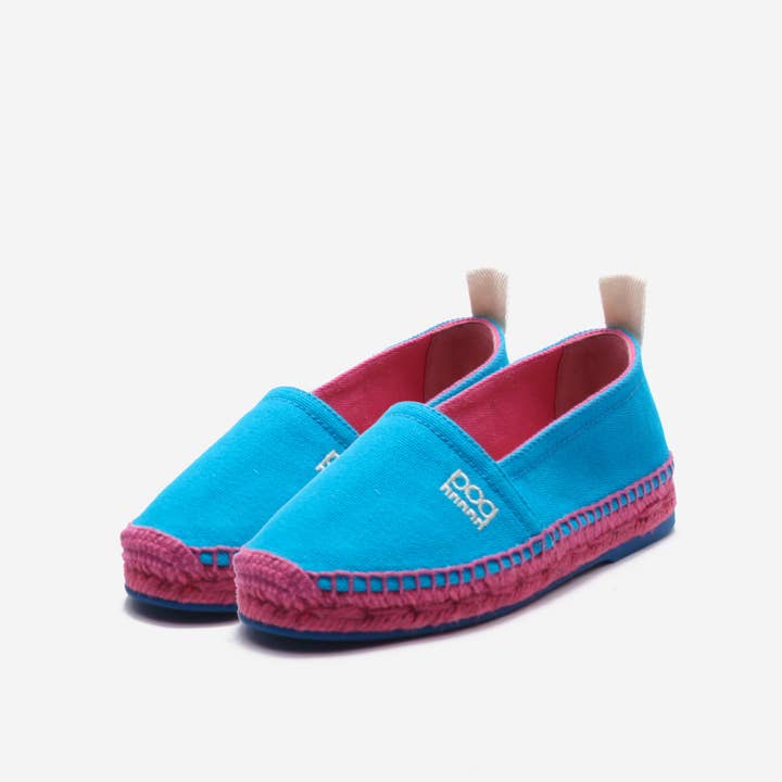 Lyxiga espadrillos för kvinnor i tyskt havsblått canvas för wholesale av Poq Collection