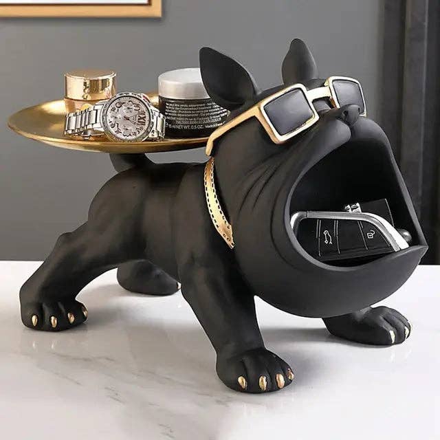 BlakOutlet – wholesale Sculpture – French Bulldog Sculpture Dog Statue with Tray2