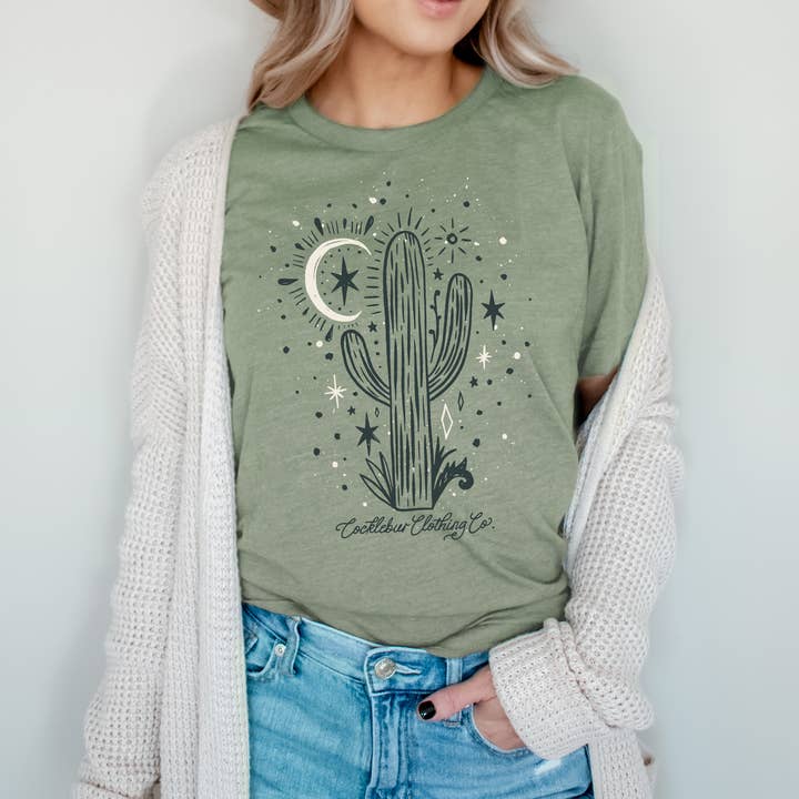 Boho Cactus Graphic Tee for wholesale by Cocklebur & Co.