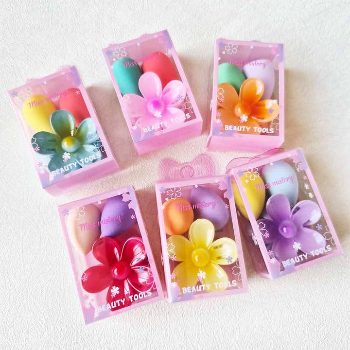 3 PC Flower Hair Claw and Sponge Set for wholesale by Funteze