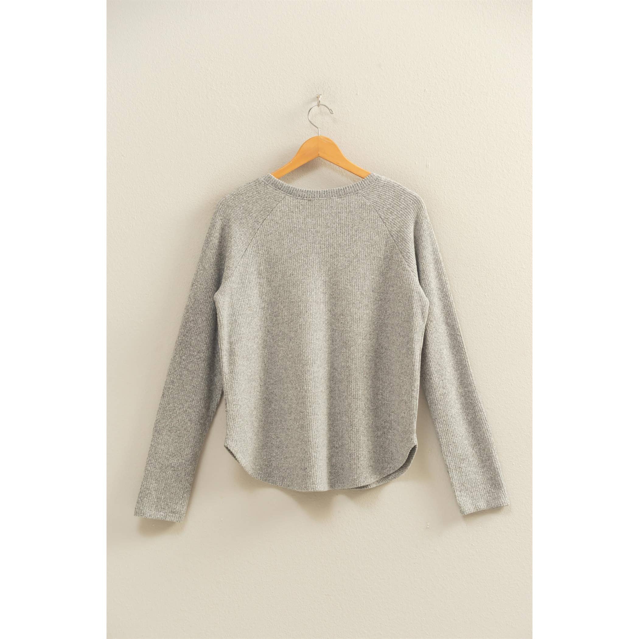 Double Zero - Wholesale Shirt - Women's - Brushed Waffle Raglan Long Sleeve Casual Top23