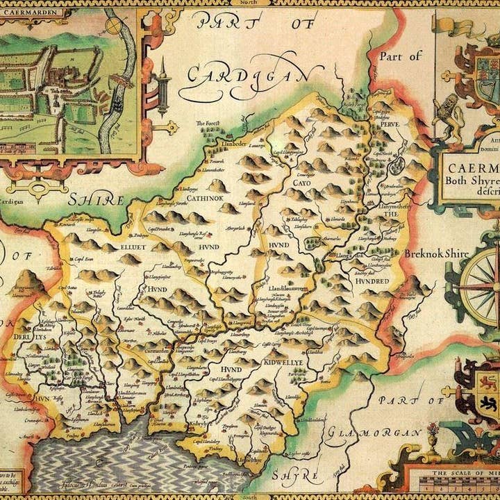 Carte historique du Carmarthenshire (1610) pour la vente par Map Marketing Limited