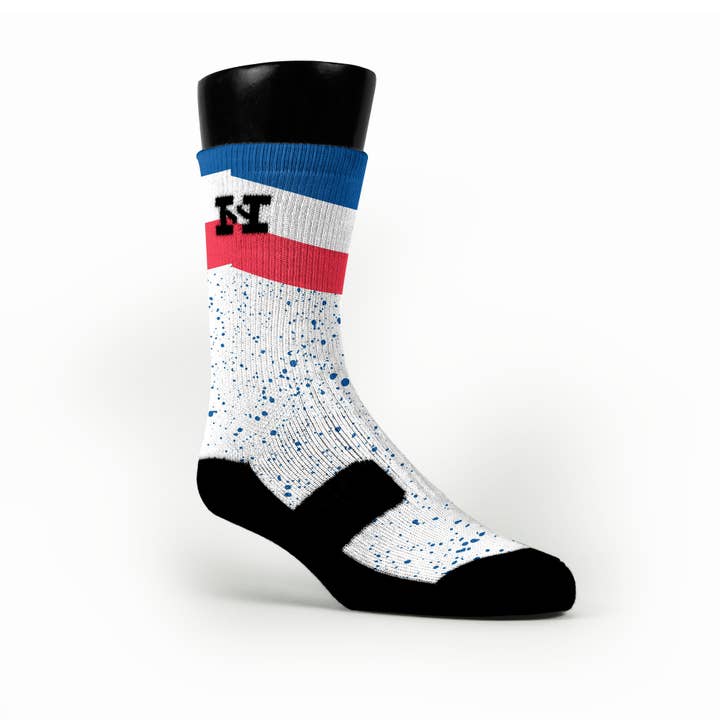 Americana Striped Splatter Unisex Socks for wholesale by HoopSwagg