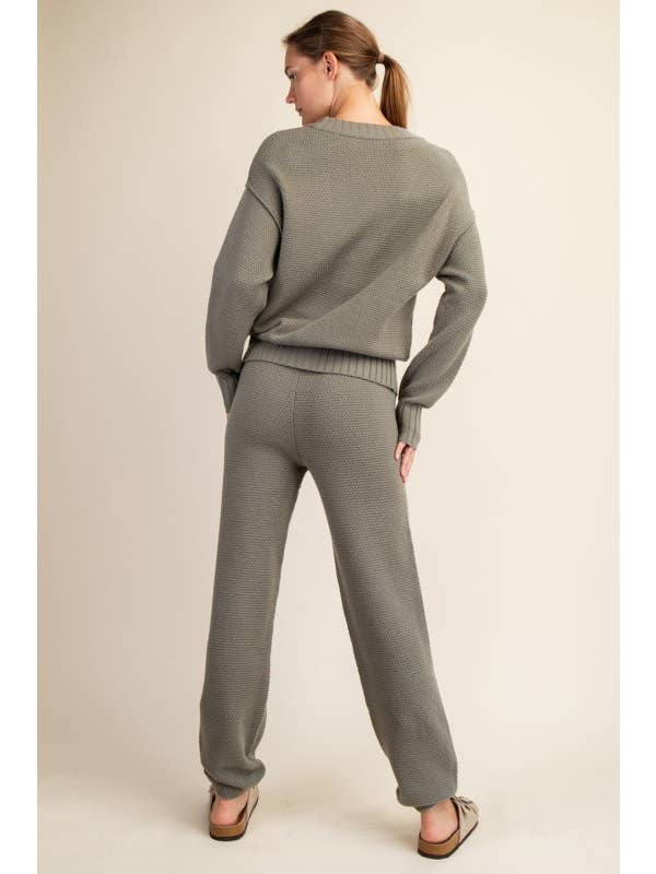 Sunday Morning - Wholesale Lounge Set - Women's - SET270037 SOFT KNIT OVERSIZED CARDI SWEATER SET24