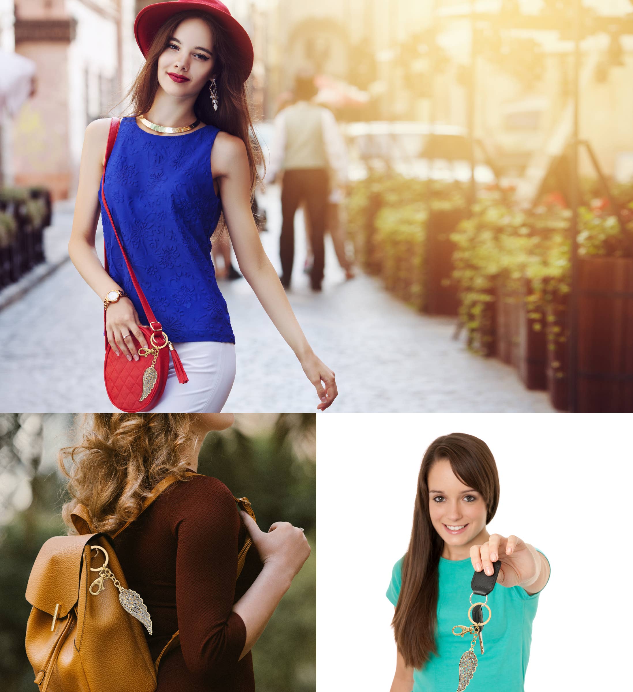 Cota Global – wholesale Keychain – Unisex – Gold Sparkling Charms - Angel Wing4