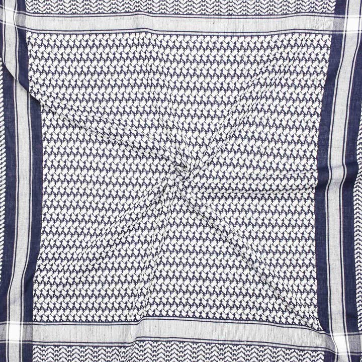 Tribal Trade GmbH – Großhandel Schal – Unisex – Palituch - Blau-Navy - Weiß - Kufiya PLO Tuch