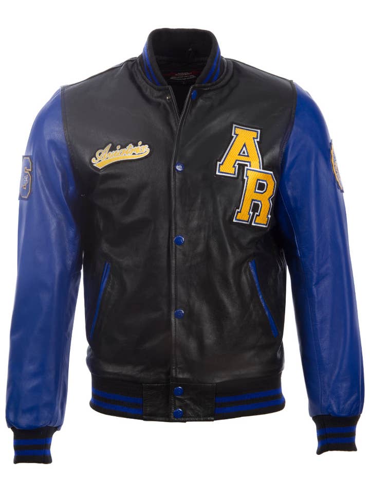Chaqueta Varsity VZH7 para hombre, color negro/azul para venta al por mayor de Aviatrix