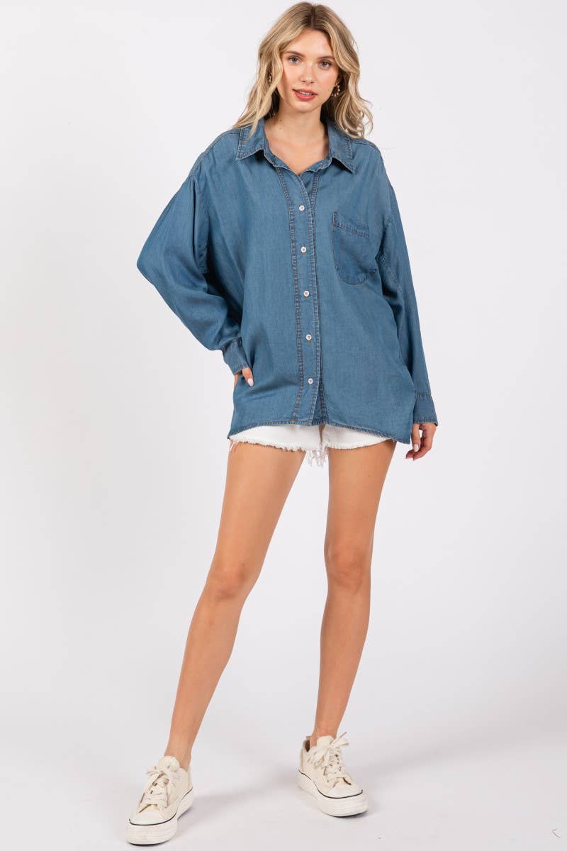 ZiA Apparel - Wholesale Button Down Shirt - Women's - V-NECK LAPEL COLLAR SHIRT 5