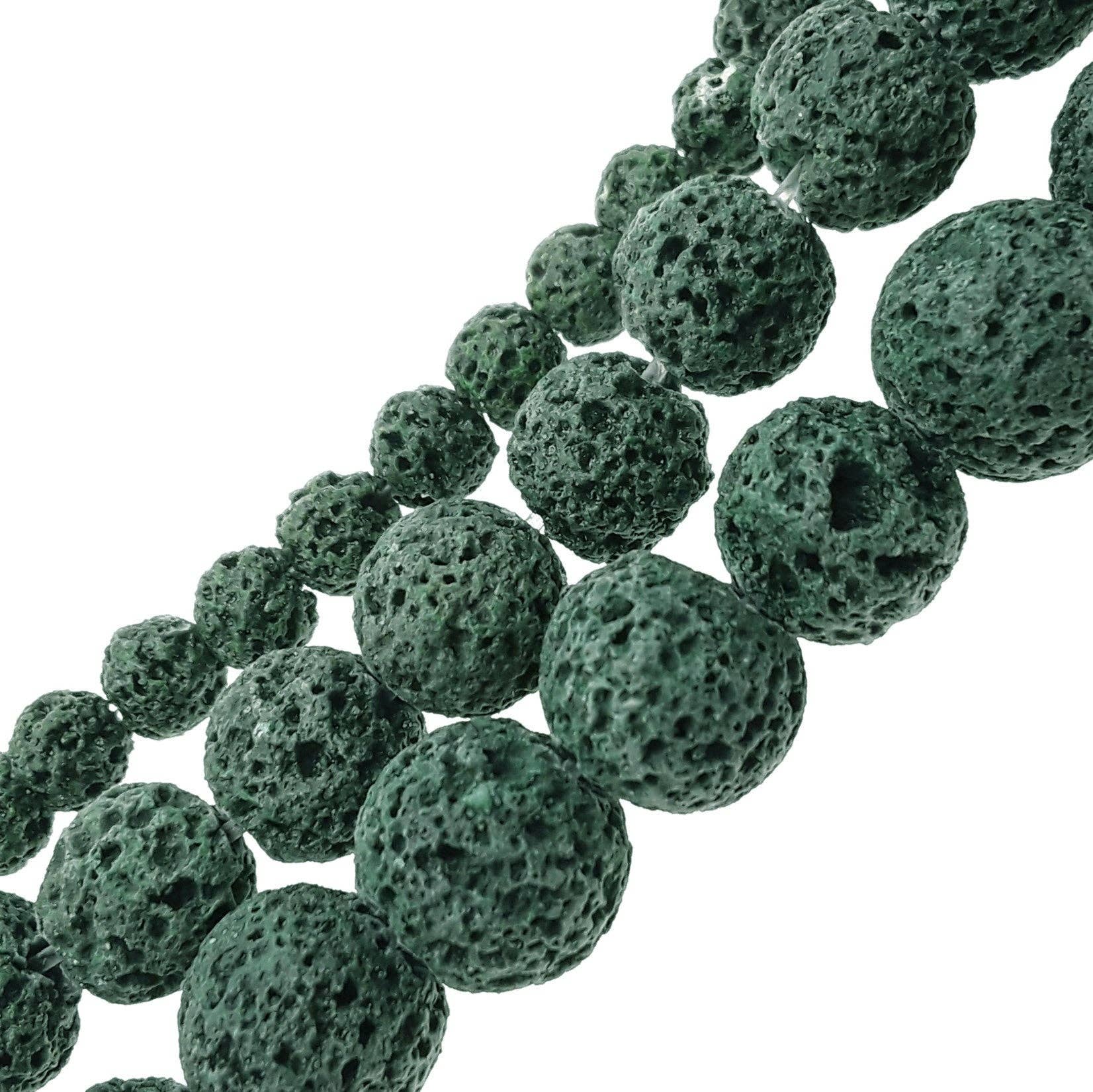 CRCBEADS - Wholesale Beads - Dark Green Lava Rock Stone Beads 6mm 8mm 10mm 12mm 15.5" Strand2