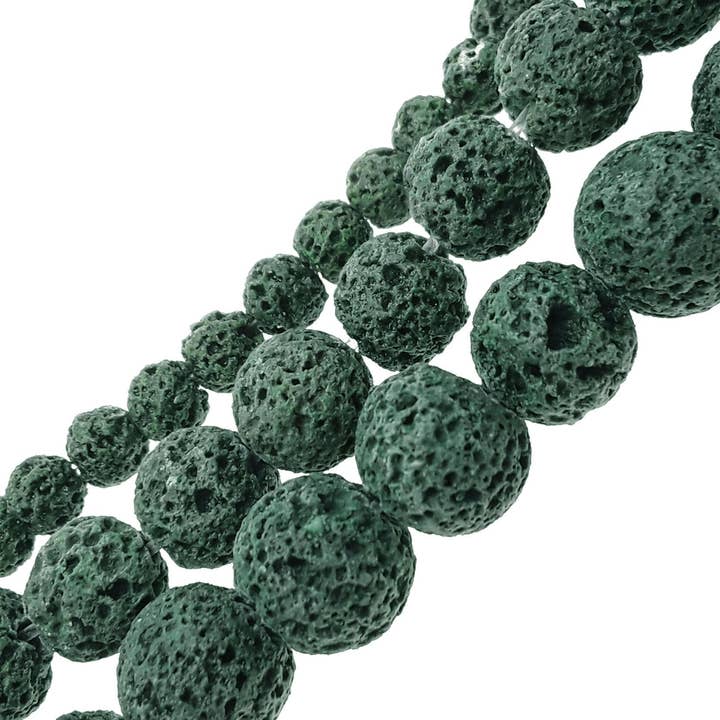 CRCBEADS - Wholesale Beads - Dark Green Lava Rock Stone Beads 6mm 8mm 10mm 12mm 15.5" Strand2