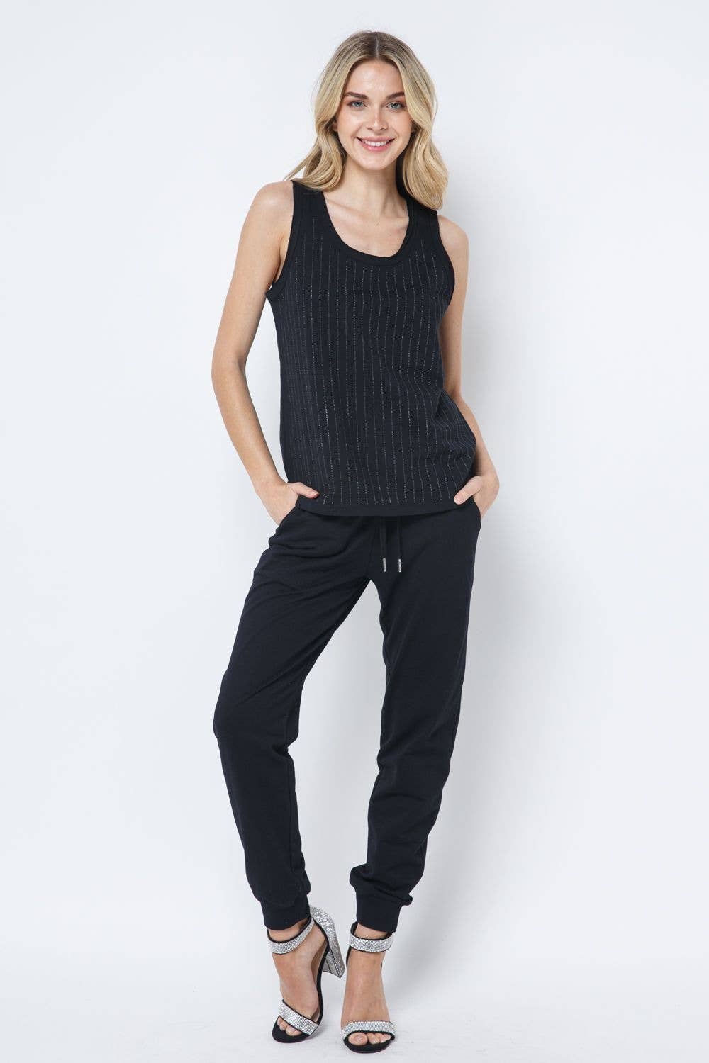 VOCAL - Vente Débardeur – femme - Haut sans manches à encolure dégagée, motif rayé Hotfix18