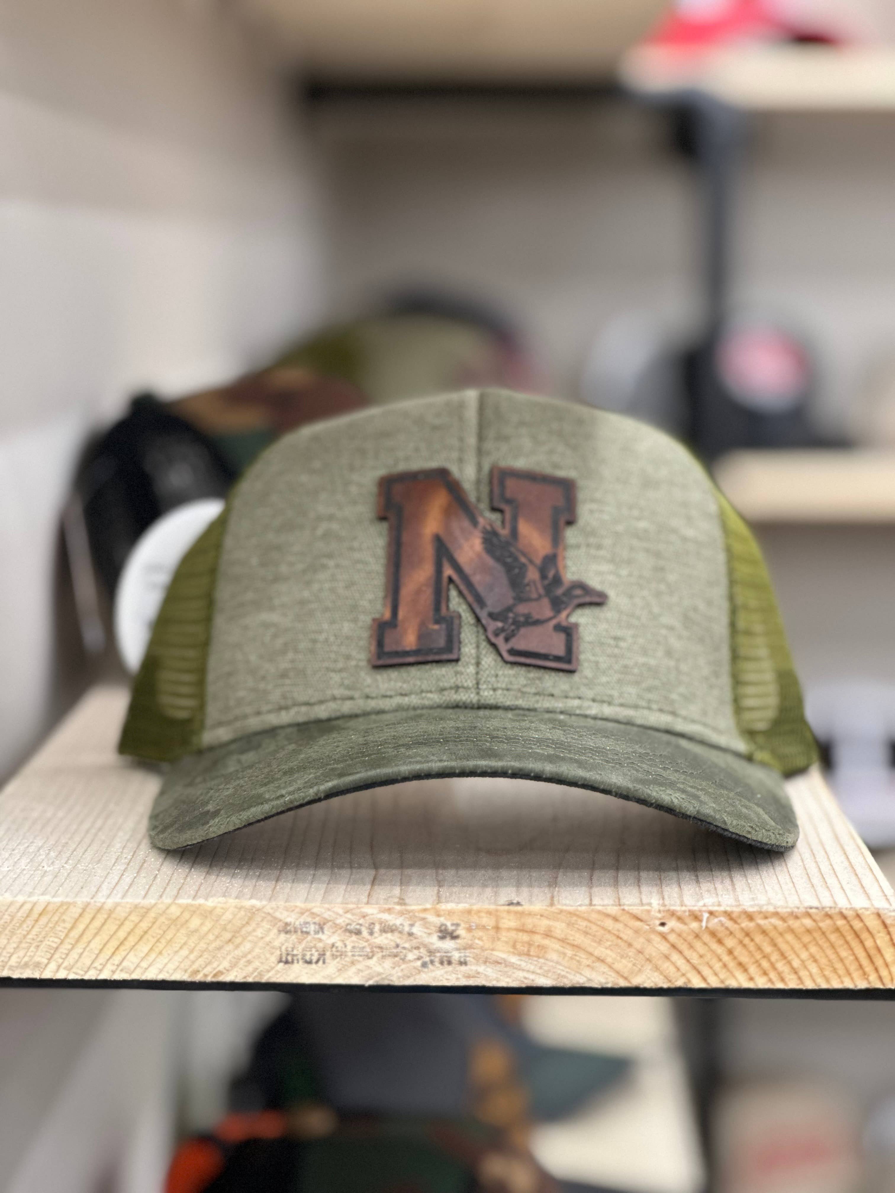 Sunshine and Jade - Wholesale Trucker Hat - Unisex - Nebraska Duck Hunting State Leather Patch Camo Hat1