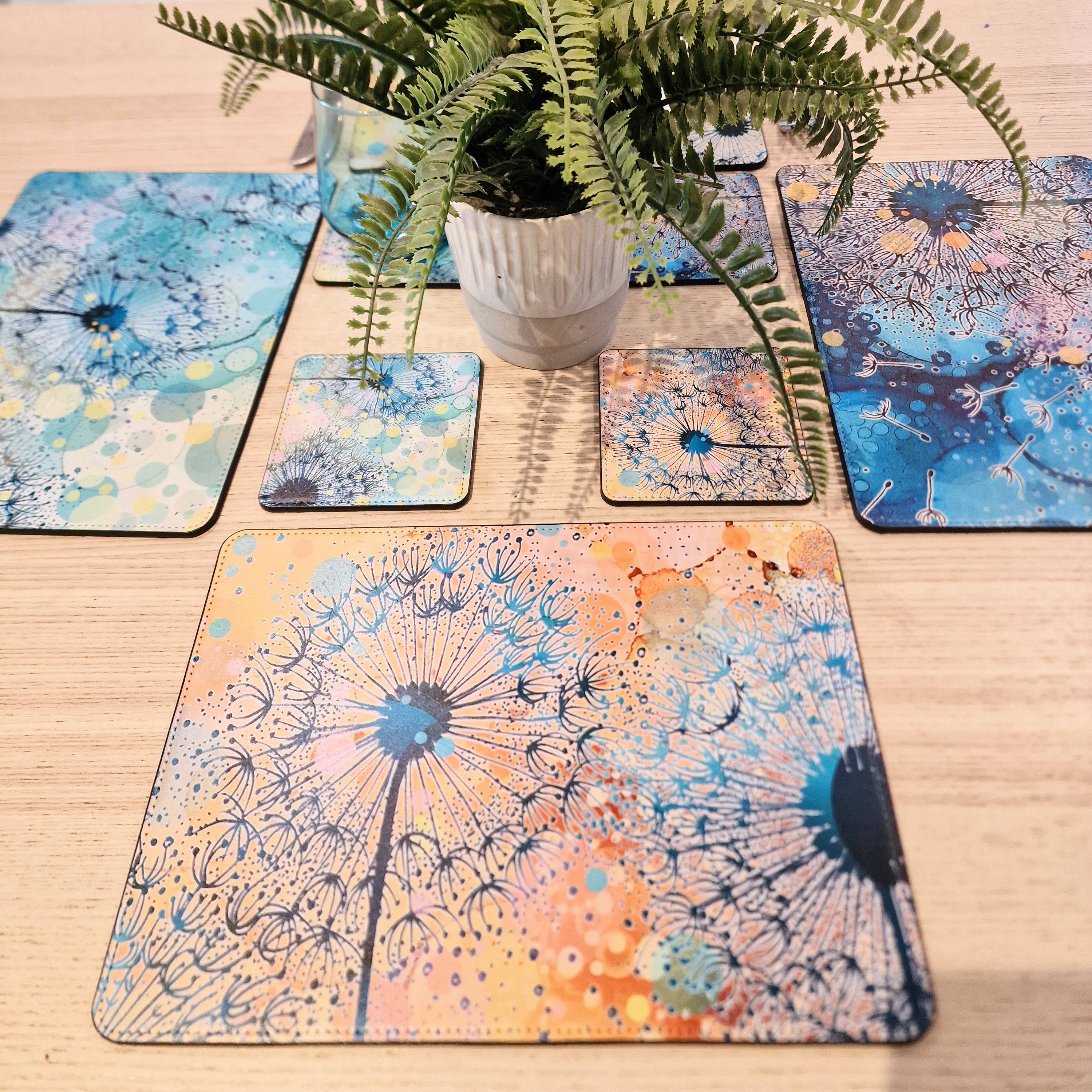 By Jo Crafts – wholesale Placemat – Dandelion Placemat and Coaster Set 20