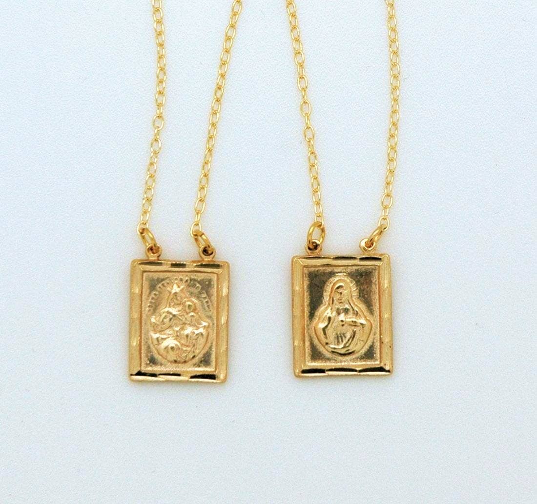 Contreras Designs - Wholesale Pendant/Charm Necklace - BF17 - Gold Matte Scapular Pendant Necklace