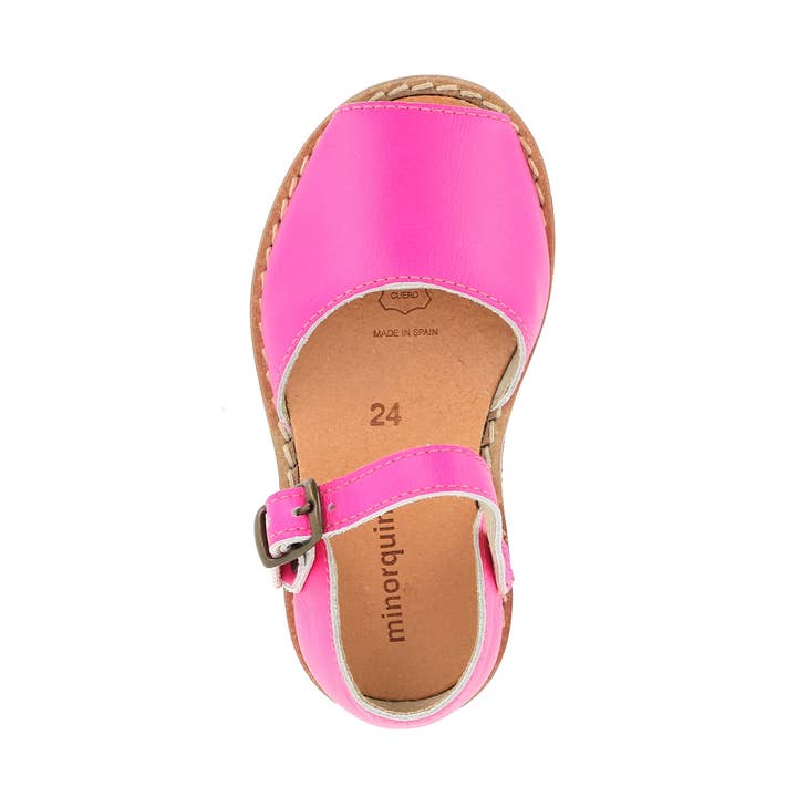 Frailera Fuchsia Fluo Leather Buckle - Summer Sandal for wholesale by Minorquines