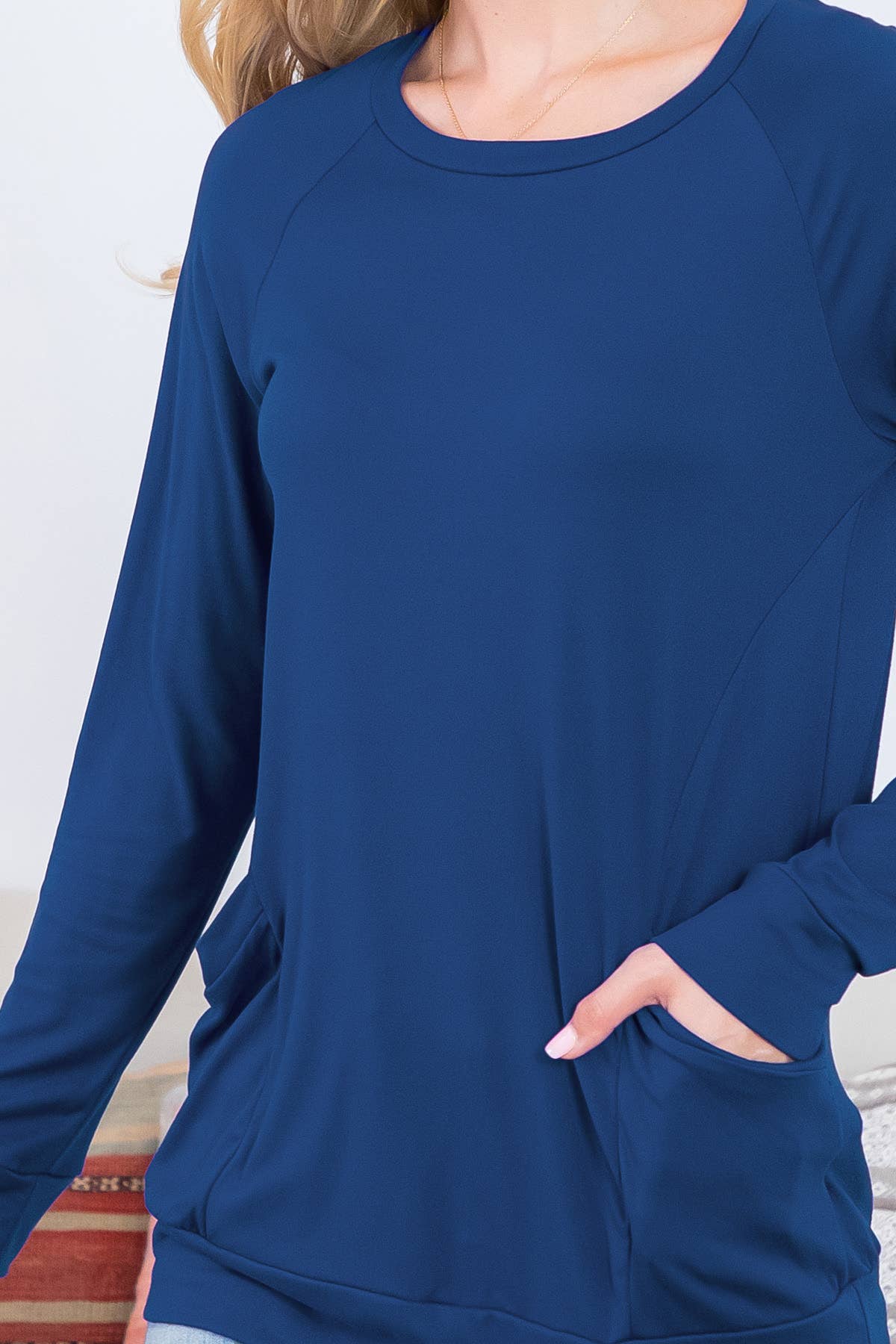 You & Me – Túnica - Mulher por atacado – YMT20003XV-PLUS TAMANHO MACIÇO BOLSO FRONTAL DE MANGA COMPRIDA19