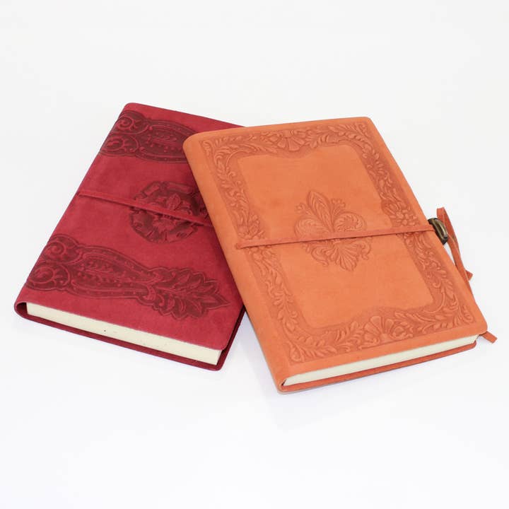 Heraldic-Style
Embossed Leather Notebook, Vintage for wholesale by San Lorenzo Design