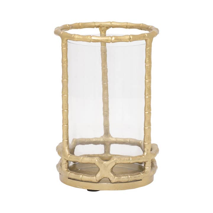 Sagebrook Home - Wholesale Candle Holder - Hurricane Candle Holder - Gold Metal Cylinder Modern, 9 in.5