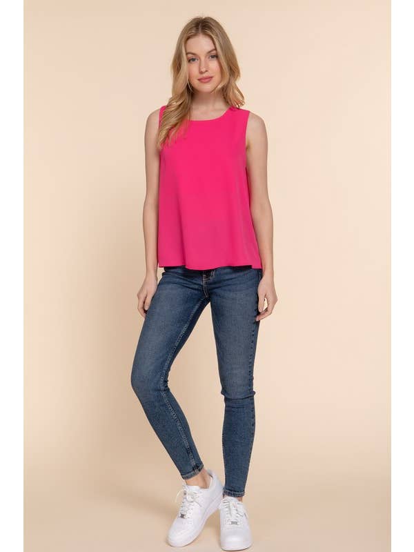 Active Basic | Active USA - Wholesale Blouse - Women's - Sleeveless Round Neck Woven Top11