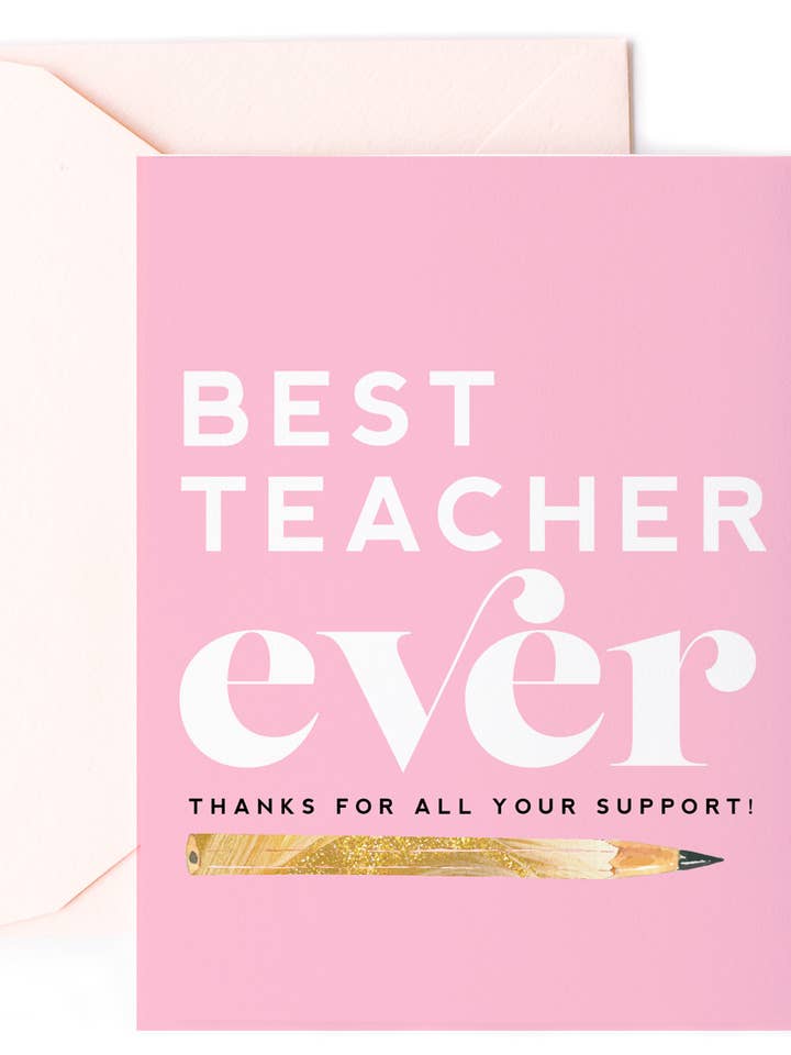 Best Teacher, Teacher Appreciation Thank You Greeting Card for wholesale by Kitty Meow Boutique