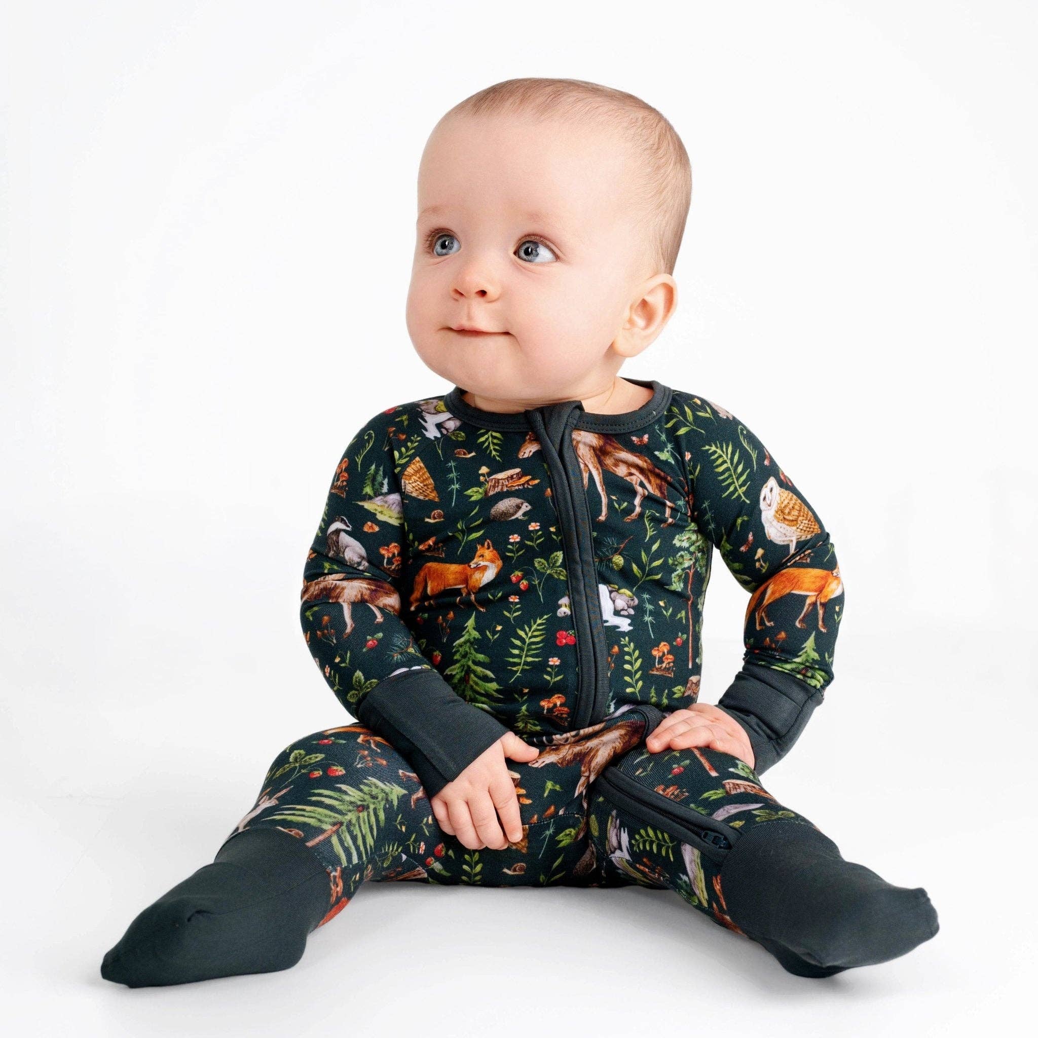Jammie Session formerly Big Dreams Little Jammies - Wholesale Jumpsuit - Baby - Wood You Be My Friend Romper, bamboo baby romper, bamboo pajama romper, soft baby romper, eco friendly baby romper, unisex baby outfit, baby sleepwear, sustainable baby clothes, bamboo sleep romper, cozy baby pajamas, bamboo sleepwear2