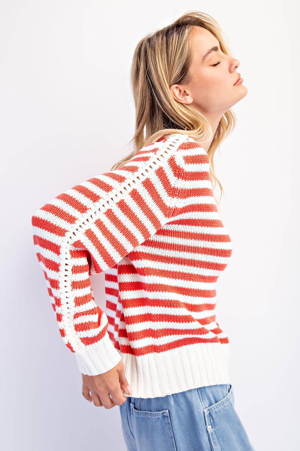 COTIERRA - Vente Pull en maille – femme - PULL RAYÉ À COL ROND12