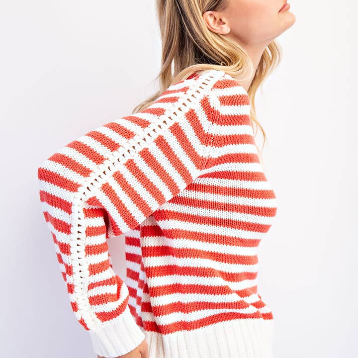 COTIERRA - Vente Pull en maille – femme - PULL RAYÉ À COL ROND12