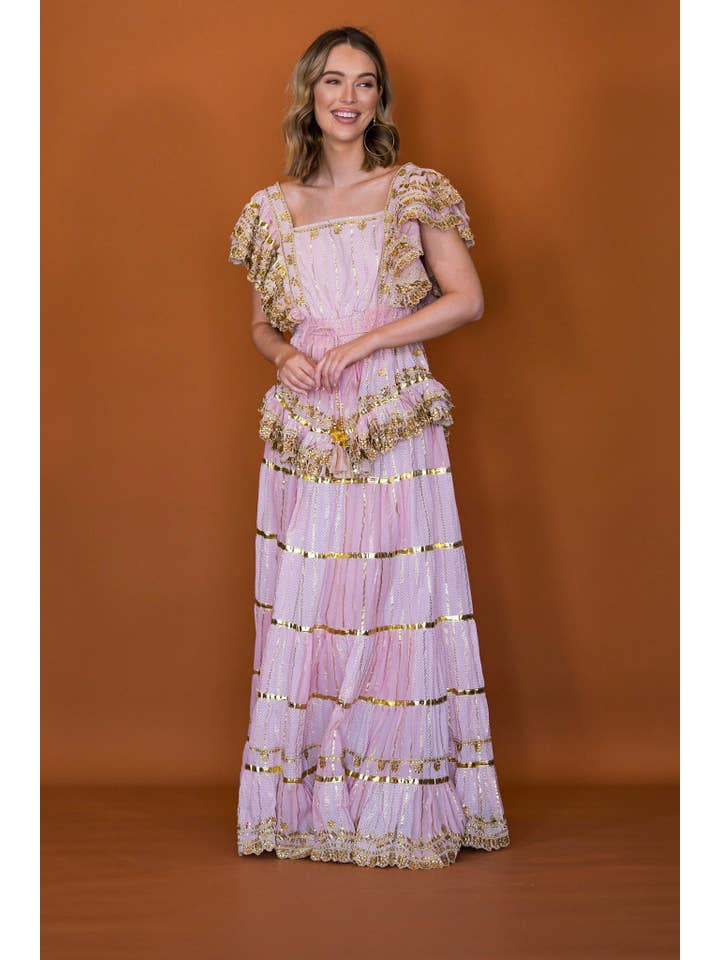 Anannasa Lifestyle - Wholesale Skirt – Women’s - HELENA SKIRT PINK/GOLD1