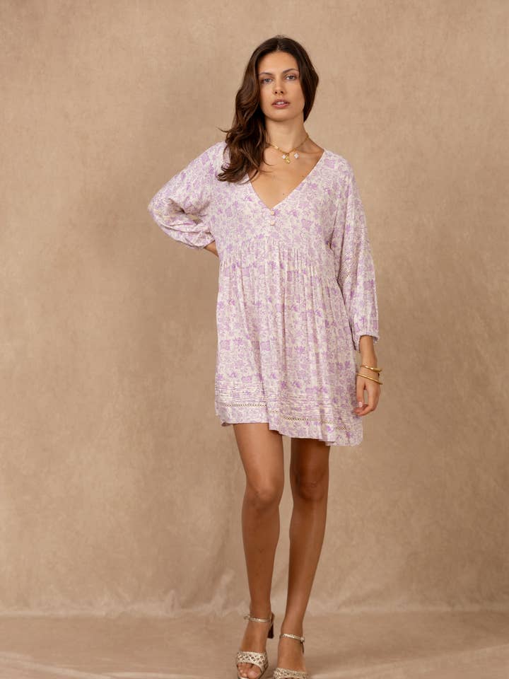 Floral print dress, V-neck for wholesale by last queen