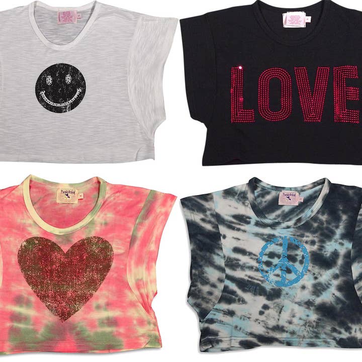 Orchidée violette - Haut à manches courtes tie-dye pour petites filles pour la vente par Eastern Off Price