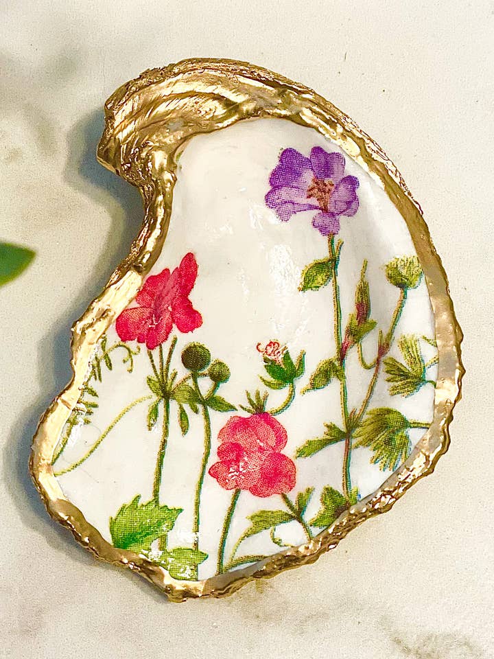 Wildflowers Oyster Trinket Schotel voor wholesale door Alison Brooke Designs