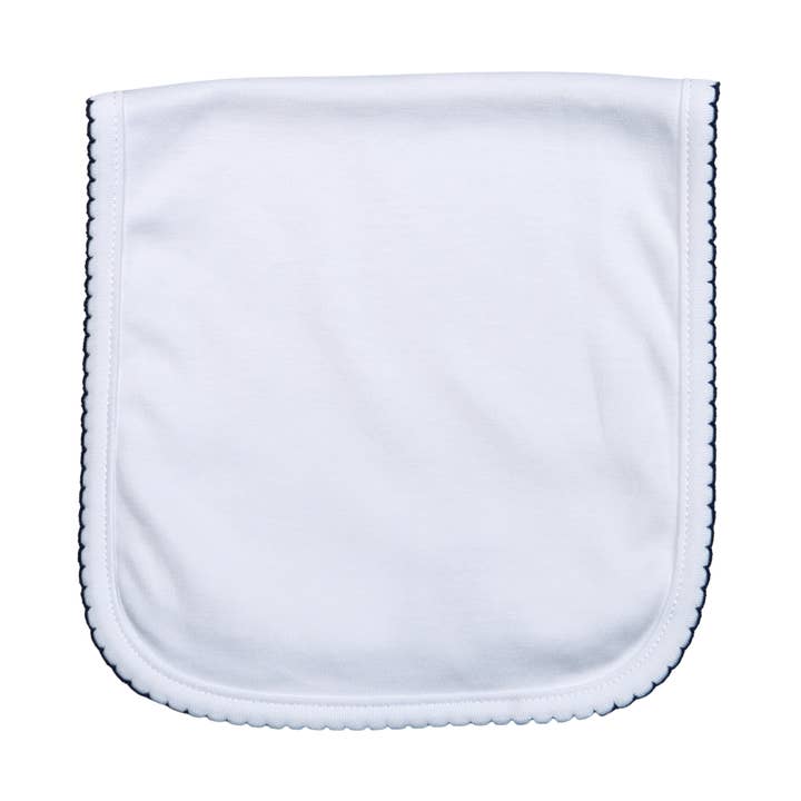 TAPIS À ROTER EN PIMA BLANC WBN-318 AVEC BORDURE BLEU MARINE pour la vente par Baby Loren